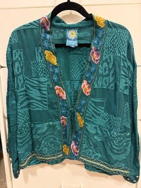 Johnny Was tie front jacket/top